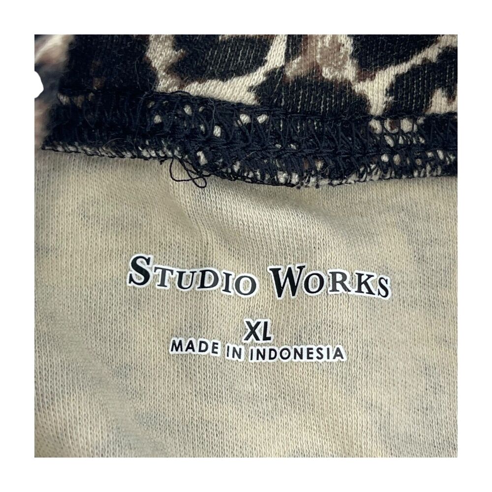 Studio Works Top Women's XL Leopard Print Cotton High Neck Long Sleeve Pullover - Picture 2 of 8